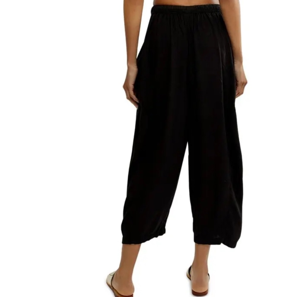 FREE PEOPLE BOHO QUINN BLACK VISCOSE/LINEN BLEND PANTS BOHEMIAN RESORT-WEAR EUC - Picture 5 of 13